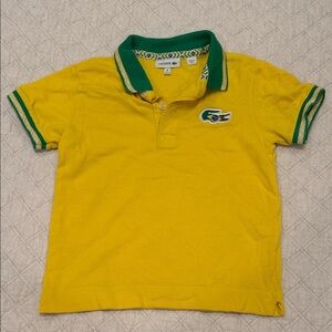 Lacoste Kids Bright Yellow Polo with Green Collar & Trim